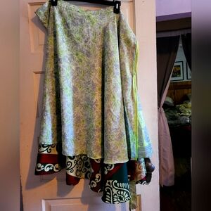 Sari Wrap Floral Multicolor Skirt